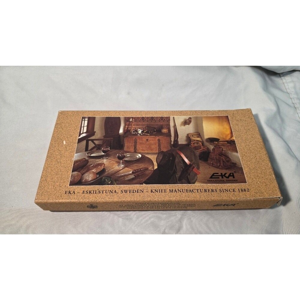 Vintage EKA Swedish RARE Knives & Forks Set Wood Handles w/ Original Box